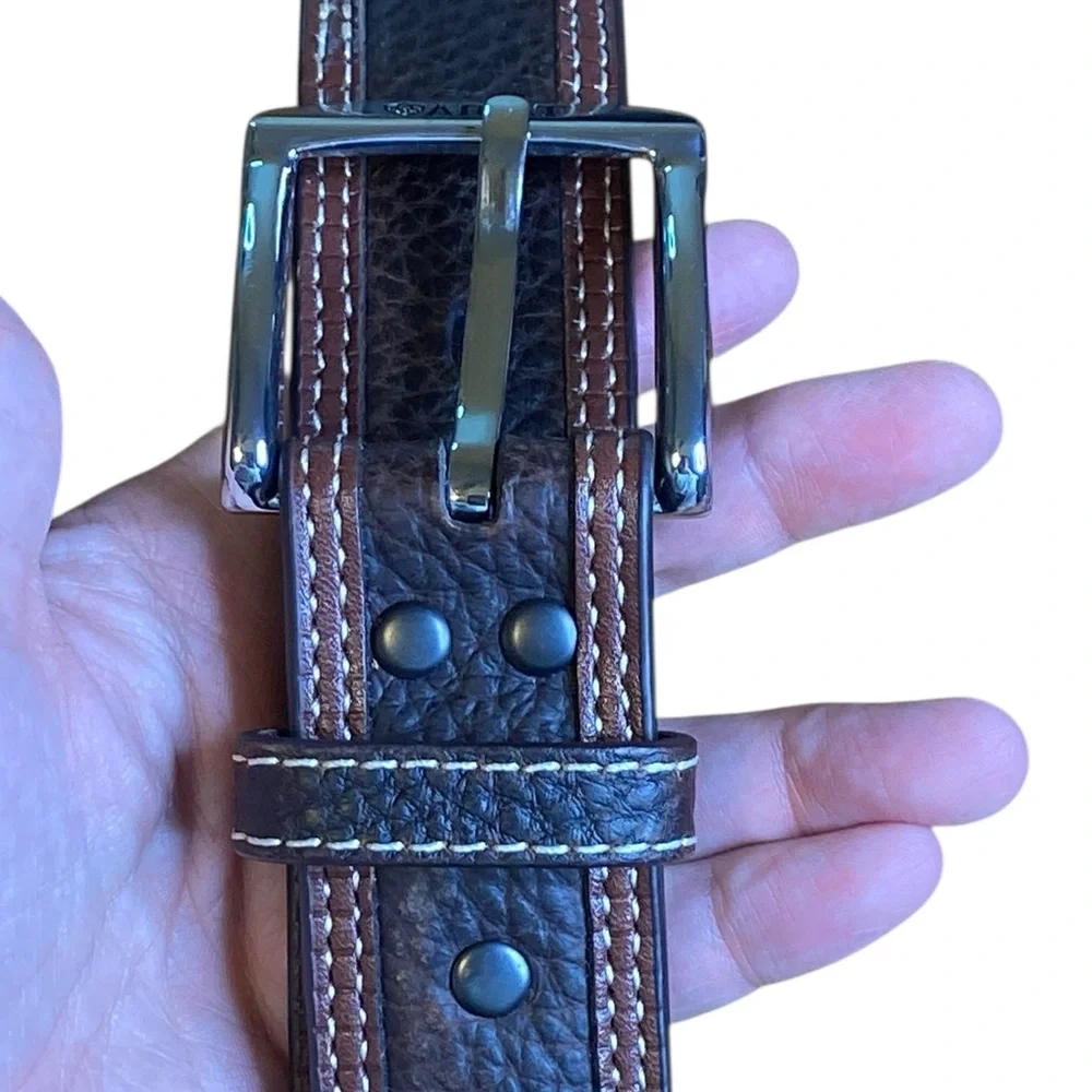 ARIAT Men's Two-Tone Oiled Leather Belt size 32 - Picture 9 of 9